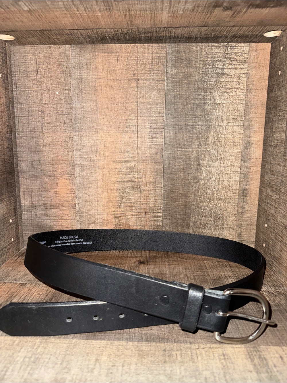 TONY LAMA Classic Black Leather Belt with Silver Buckle-size 36
